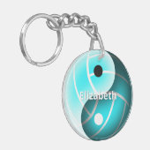 Porte-clés filles yin et yang volleyball turquoise (Devant gauche)