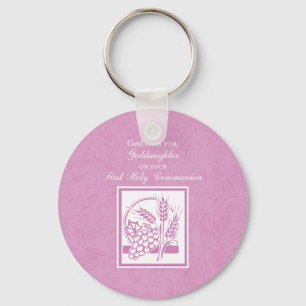 Porte-clés Filleule Première Communion, Rose