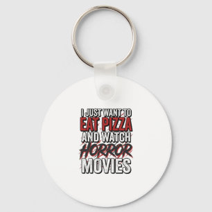 Porte-clés Films d'horreur de pizza Typographie vintage Hallo
