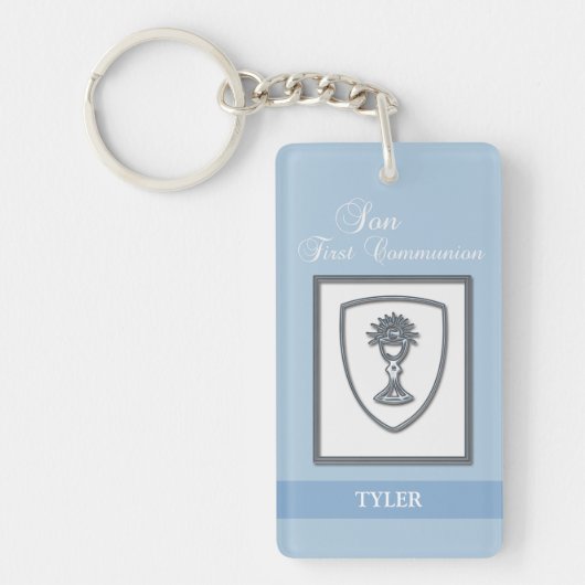 Porte-clés Fils, Calice en Argent pour Première Communion (Devant)