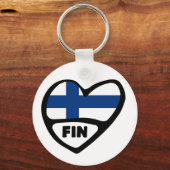 Porte-clés Finlande Code Pays Drapeau Clavier Coeur, FIN (Recto)