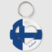 Porte-clés Finlande & Coeur, Drapeau finlandais mode / sport (Recto)