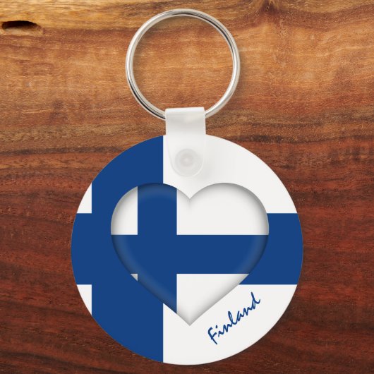 Porte-clés Finlande & Coeur, Drapeau finlandais mode / sport (Recto)