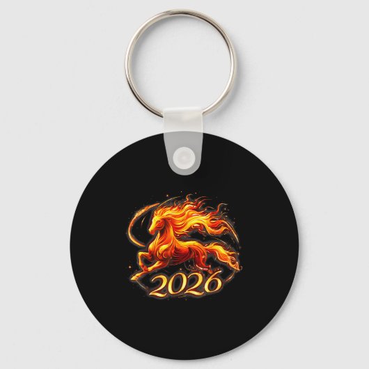 Porte-clés Fire Horse Chinese Zodiac Symbol 2026 Lunar New Ye (Recto)