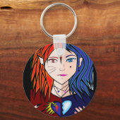 Porte-clés Fire Ice girl anime (Recto)