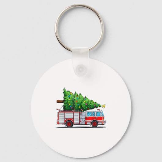 Porte-clés Fire Truck Christmas Tree Xmas Lights Firefighter (Recto)