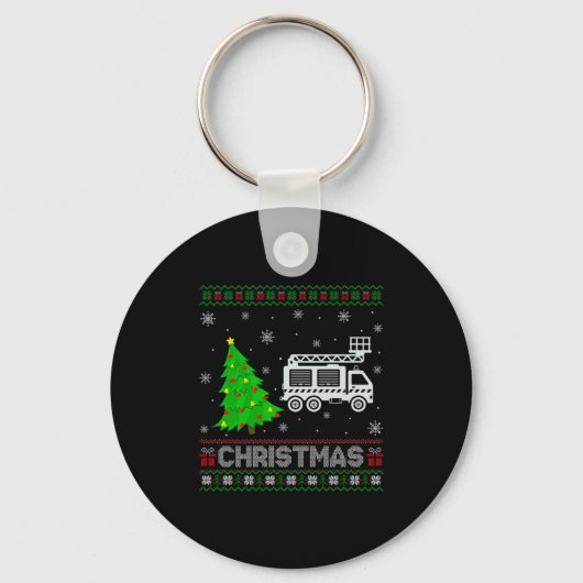 Porte-clés Fire Truck Xmas Tree Lighting Ugly Christmas Sweat (Recto)