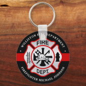 Porte-clés Firefighter Maltese Cross Personalized Fireman (Recto)