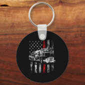 Porte-clés Fireman American Flag Thin Red Line Firefighter (Recto)