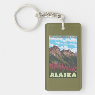 Porte-clés Fireweed et montagnes - parc national de Denali,