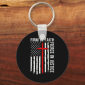 Porte-clés Firm In Faith Fierce In Justice Usa Flag Christian (Recto)