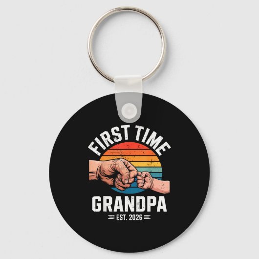 Porte-clés First Time Grandpa Est 2026 Baby Announcement Grea (Recto)