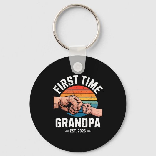 Porte-clés First Time Grandpa Est 2026 Baby Announcement Grea (Recto)