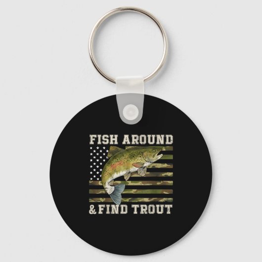 Porte-clés Fish Around And Find Trout American Flag Funny Fis (Recto)