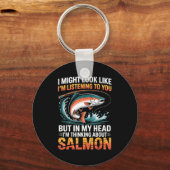 Porte-clés Fisherman Fish Angler Thinking About Salmon Fishin (Recto)