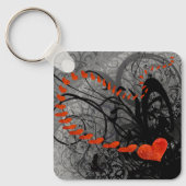 Porte-clés Fissures du coeur noir et rouge (Recto)