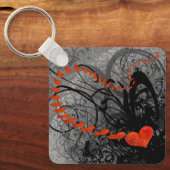 Porte-clés Fissures du coeur noir et rouge (Recto)