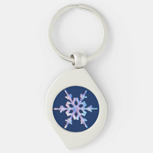 Porte-clés Flacon de neige Iridescente sur bleu foncé