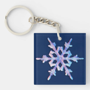 Porte-clés Flacon de neige Iridescente sur bleu foncé