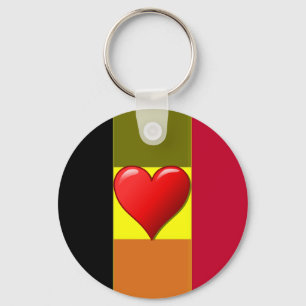 Porte-clés Flag Of Belgium Striped Heart Keychain