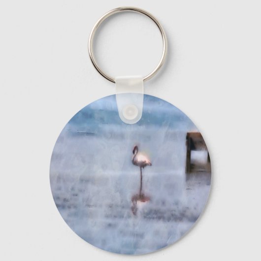 Porte-clés Flamant rose aquarelle (Recto)