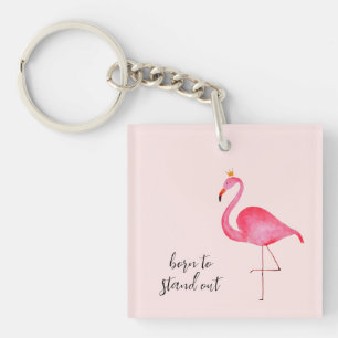 Porte-clés flamant rose aquarelle fantaisiste
