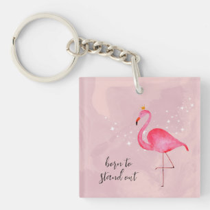Porte-clés flamant rose aquarelle fantaisiste