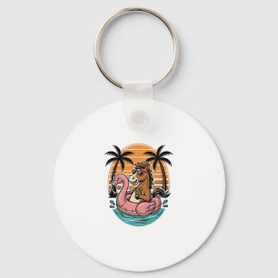 Porte-clés Flamant Rose Cheval Vintage Float Design Vacances