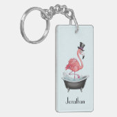 Porte-clés Flamant rose de dessin personnalisé (Devant gauche)