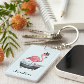 Porte-clés Flamant rose de dessin personnalisé (Devant droit)