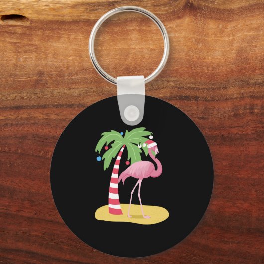 Porte-clés Flamant rose de Noël (Recto)