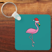 Porte-clés Flamant rose de Noël avec Santa Hat (Recto)