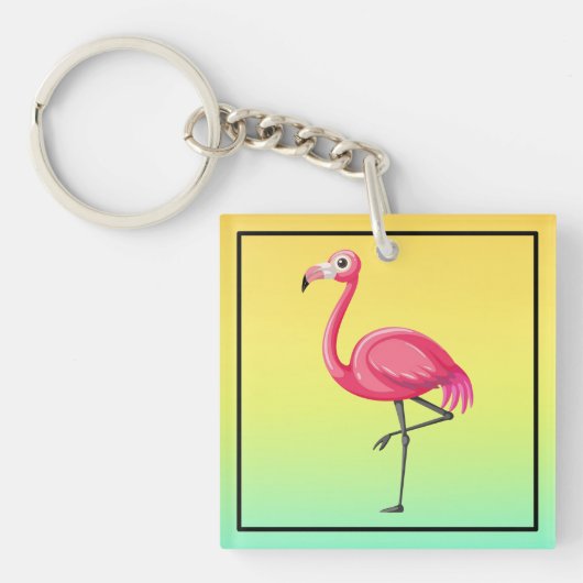 Porte-clés Flamant Rose de Style Cartoon (Devant)