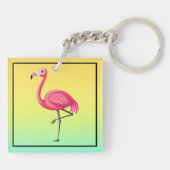 Porte-clés Flamant Rose de Style Cartoon (Dos)