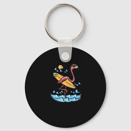 Porte-clés Flamant rose de surf Good Vibes Are Beach Vibes Pr (Recto)