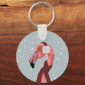 Porte-clés Flamant rose D'Hiver Whimsical Et Cosy Avec Écharp (Verso)