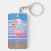 Porte-clés Flamant rose d'île tropicale personnalisée (Dos)