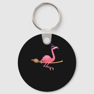 Porte-clés Flamant rose Drôle Flamant rose sorcière Hallowe