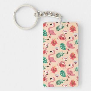Porte-clés Flamant Rose Été Motif Tropical