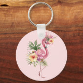 Porte-clés Flamant rose exotique (Recto)