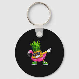 Porte-clés Flamant rose faisant dab de l'ananas Aloha Hawaï T