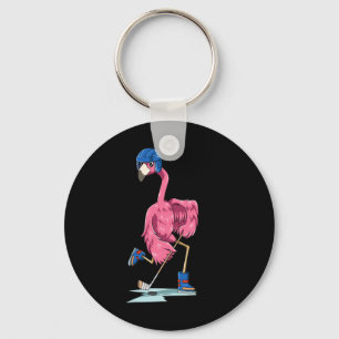 Porte-clés Flamant rose Flamant rose de hockey Jouer Flamant