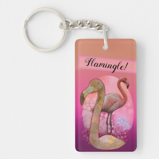 Porte-clés Flamant rose floral flamand (Devant)