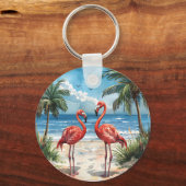 Porte-clés Flamant rose Île tropicale Porte - clé Plage Palmi (Recto)