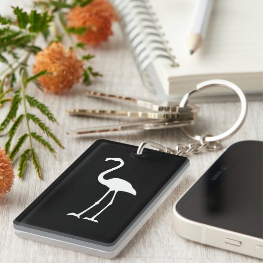 Porte-clés Flamant rose noir et blanc (Devant droit)