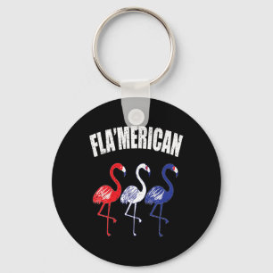 Porte-clés Flamant rose patriotique Rouge Blanc Bleu Juillet