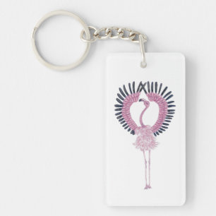 Porte-clés Flamant rose rose en pochette de ballet