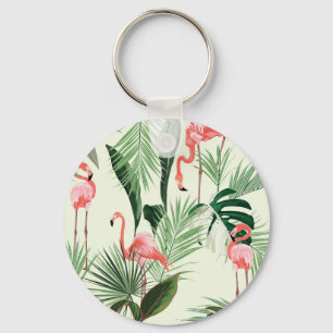 Porte-clés Flamant rose rose Fleurs exotiques Motif