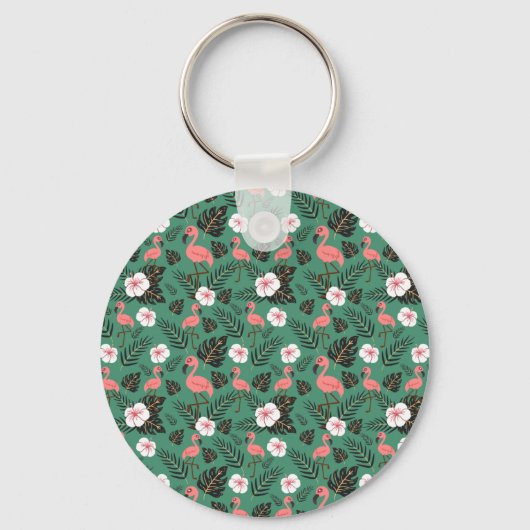 Porte-clés Flamant rose rose motif transparent sur arrière -  (Recto)