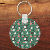 Porte-clés Flamant rose rose motif transparent sur arrière -  (Recto)
